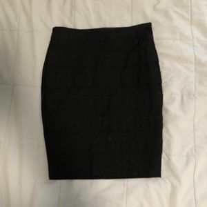 Black Front-Layered Pencil Skirt